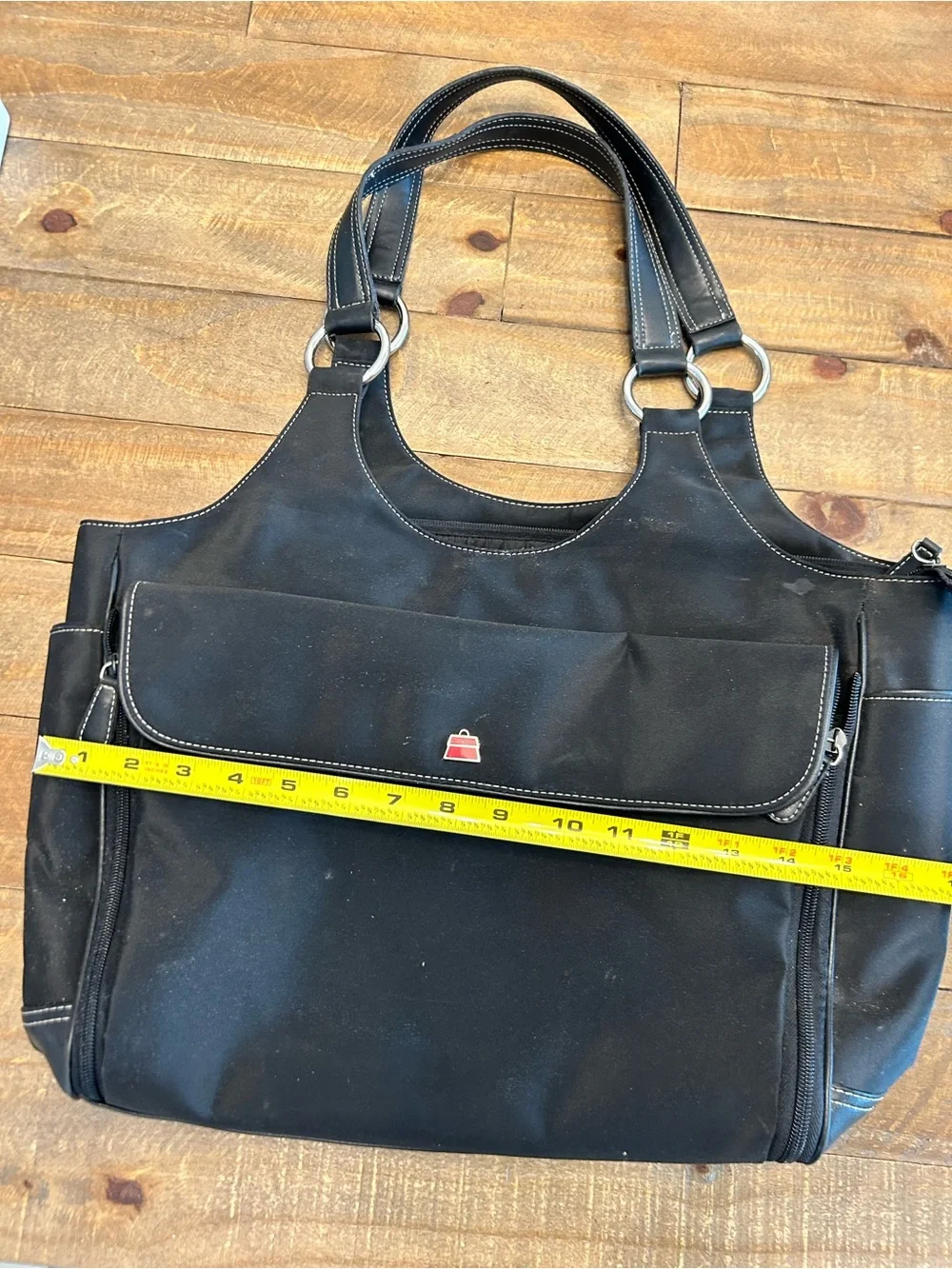 Kathy Van Zeeland Black Tote Bag with Dual Handles could be Diaper Bag Roomy